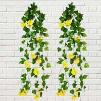 Decorebugs Artificial Flower Plants Leaves Hanging Ivy Garlands Plant Greenery Vine Creeper Home Decor Door Wall Balcony Decoration Party Festival Craft (Pack Of 2)