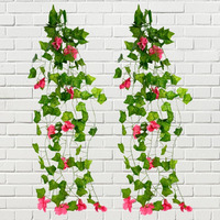 Decorebugs Artificial Flower Plants Leaves Hanging Ivy Garlands Plant Greenery Vine Creeper Home Decor Door Wall Balcony Decoration Party Festival Craft (Pack Of 2)