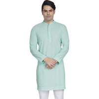 Divisive Men's Sequince Embroidered Cotton Blend Only Slim Fit Kurta (Dkrt881_Xxxl_Sky)