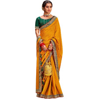 Saree Mall Women's Yellow Vichitra Silk Embroidered Saree With Unstitched Blouse Piece(Ayushi4003_Sum)