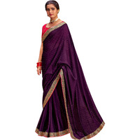 Saree Mall Women's Purple Vichitra Silk Embroidered Saree With Unstitched Blouse Piece(Ayushi4009_Sum)