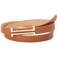Palay Fashion Belt For Women, Pu Leather Belts For Women, Stylish Simple Metal Buckle Waist Belt For Dress Blouse Blazer, Brown