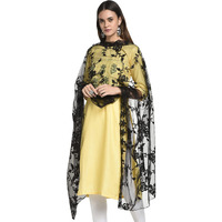 Hari Madhav Design Women's Nylon Net Embroidered Dupatta (Black), 2.20 Mtrs