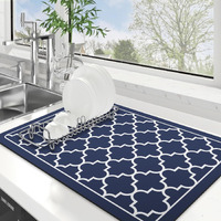 Homecloud Dish Drying Mat For Kitchen Counter Hide Stain Super Absorbent, Non-Slip, Heat-Resistant, Great For Dishes, Rack Pad, Kitchen Counter, Coffee Maker, Coffee Bar Items (40X50Cm, Navy)