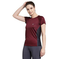 Uzarus Womens Dry Fit Workout Top Sports Gym Regular Fit T-Shirt (Xl, Wine)