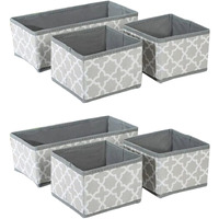 House Of Quirk Fabric Storage Box Set Of 3 Closet Dresser Drawer Organizer Cube Basket Bins Containers Divider With Drawers For Underwear, Bras, Socks, Scarves, Grey (Pack Of 2 Grey Lantern)