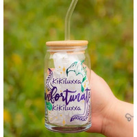 Kikiluxxa Random Printed Green Tea Coffee Bear Drinking Glass Mug Set Of 2 - Can Shaped Milk Juice Wine Water Glass Cups With Clear Straw - 540Ml Beer Water Glass (Swiden Tumbler 2)