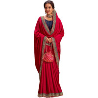 Saree Mall Women's Pink Vichitra Silk Embroidered Saree With Unstitched Blouse Piece(Ayushi4006_Sum)