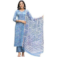 Fabnex Kurta Set For Women | Women Embroidered Kurta Set | Women Kurta Sets Kurtis | Women Kurta Pant Set (K-101-Blue-Xl)