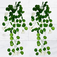 Decorebugs Artificial Flower Plants Leaves Hanging Ivy Garlands Plant Greenery Vine Creeper Home Decor Door Wall Balcony Decoration Party Festival Craft (Pack Of 2)