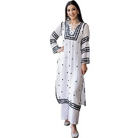 Anni Designer Women's Cotton Blend Embroidered Straight Kurta (Stho-White-Nw_5Xl_White_Xxxxx-Large)