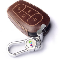 Jvcv Car Styling Soft Handmade Leather Key Cover Compatible With Tata Nexon, Harrier, Tiago Ev, Altroz, Tigor, Safari, Nexon Ev, Punch, Punch Ev 4 Button Smart Key (Brown)