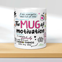 Akipi Daily Affirmation & Motivation Mug Ceramic White Coffee Mug Collection, Gift For Positivity & Encouragement, 330Ml, Microwave Safe, Set Of 1 (The Mug Of Motivation)