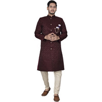 Amzira Mens Ethnic Wear Coffee Traditional Indo Western Set(Coffee, S Size)