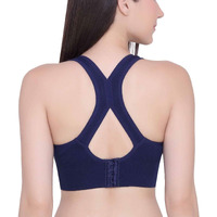 Glamoras Women's Nylon Spandex Padded Non Wired Racer Back Sports Bra For Gym, Cardio, Zumba And Yoga | Everyday Active Wear For Girls | Size M To 2Xl Blue