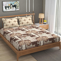 Fresh From Loom Microfiber Cotton Bedsheet Queen Size | 240 Tc Queen Size Soft Bed Cover With 2 Pillow Cover | Hypoallergenic Bedsheet For Double Bed | Anti Fade And Printed (90X100 Inch, Coffee)