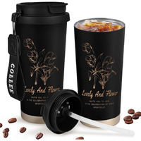 Voroly Coffee Mug 500 Ml Stainless Steel Travel Mug | Double Wall Vacuum Insulated Ideal For Personal & Corporate Gifting (Black)