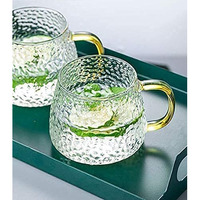 Zroy Enterprise Premium Classic Glass Tea & Coffee Cup Set Of 6-410 Ml, For Transparent Espresso Cappuccino Hot Chocolate, Milk Cup, Green Tea, Herbal Tea, Lemon(Lemon Cup, 6)