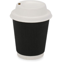 Sanwalsa (250 Ml,Black, 8 Oz- Pack Of 100-Piece Paper Disposable Ripple Cup With Lid(100% Biodegradable) Ecofriendly, Safe & Hygienic For Juice,Coffee,Tea,Home,Office,Party & Wedding Events