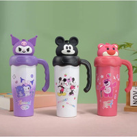 Pfiffig Cute Cartoontumbler-1200Ml | Hot-Cold Insulated Thermos| Cartoon Bottle|Travel Coffee And Juice Tumbler With Leak-Proof Lid And Straw|Stylish Cute Cartoon Theme Mug With Holding Handle(Multi)