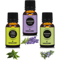 Earth N Pure Essential Oils (Tea Tree, Lavender & Rosemary) | Pack Of 3 (15 Ml Each) | 100% Pure, Undiluted, Natural And Therapeutic Grade - Perfect For Aromatherapy, Skin Therapy & More