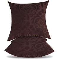 Ivaza Microfiber Square Pillow Cushion For Sofa & Bed | Soft, Fluffy For Comfort & Back Support | Breathable, Washable | Premium Velvet Outer Cover With Zip Set Of 2 (12" X 12") Coffee