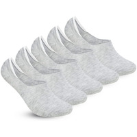 Zensoo No Show Loafer Socks For Men And Women With Anti-Slip For Sports, Running & Hiking, Moisture Wicking With Anti Slip For Everyday Wear, Free Size, Light Grey (Pack Of 5)