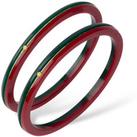 Hem Jewels By Ashok Jewellers 22Kt (916) Yellow Gold Handmade Pola Bangles/Wedding Chooda/Churas For Women With Purity Certificate (Set Of 2Pcs) - Red Green (2.4 Aani)