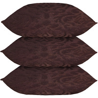 Ivaza Microfiber Square Pillow Cushion For Sofa & Bed | Soft, Fluffy For Comfort & Back Support | Breathable, Washable | Premium Velvet Outer Cover With Zip Set Of 3 (16" X 16") Coffee