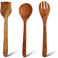 Vesta Homes Neem Wood Spoon/Compact Flip/Spatula/Ladle For Cooking Dosa/Roti/Chapati | Kitchen Tools | No Harmful Polish | Naturally Non-Stick | Handmade | Height- 12Inch (Set Of 3 (Ii))