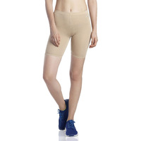 Lavos Women Under Dress Sports Cycling Shorts, Bamboo Cotton Activewear Yoga Gym Workout Anti-Bacterial Uniform, Elastic Mid Waist Shorties Tights For Womens And Girls(L) Skin