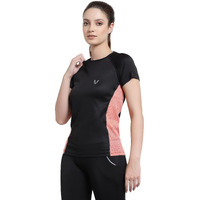 Uzarus Polyester Womens Dry Fit Workout Top Sports Gym Regular Fit T-Shirt (3Xl, Black)