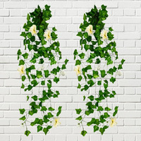 Decorebugs Artificial Flower Plants Leaves Hanging Ivy Garlands Plant Greenery Vine Creeper Home Decor Door Wall Balcony Decoration Party Festival Craft (Pack Of 2)