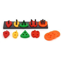Kesi Ornaments Geometric Fruit Shape Puzzle Toys Educational Preschool Toddler Toys For Boys And Girls, Shape Color Recognition Geometric Board Blocks Stack Sort Chunky Puzzles Kids 26 Pcs Multicolor