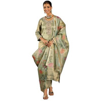 Indo Era Women's Liva Embroidered Straight Kurta & Pant With Dupatta Set (Shutr6625_Xx-Large) Sea Green