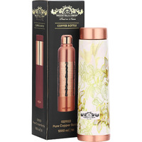 Crockery Wala & Company Cwc 100% Pure Copper Water Bottle Printed With Ample Design Experience Ayurvedic Harmony Pure Copper Water Bottle Joint Less For Office, Gym, School & Gift 1 Ltr