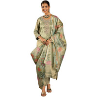 Indo Era Women's Liva Embroidered Straight Kurta & Pant With Dupatta Set (Shutr6625_X-Small) Sea Green