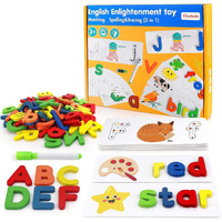 Baybee Wooden English Alphabets Spelling Matching Card Puzzle Kids Toys, Wooden Toys With Lower & Uppercase Alphabets,33 Matching Card, Learning Educational Baby Toys Puzzle For Kids 3+Years Boy Girl