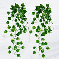 Decorebugs Artificial Plants Leaves Hanging Ivy Garlands Plant Greenery Vine Creeper Home Decor Door Wall Balcony Decoration Party Festival Craft (Pack Of 2)