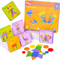 Pluspoint Wooden Pattern Puzzle With 37 Wood Pieces, 30 Cards To Create New Designs Skill Development Educational Wooden Toys For Toddlers Kids Boys Girls Age 3+ Years (37 Pc Puzzle)