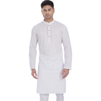 Divisive Men's Thread Embroidered Cotton Only Slim Fit Kurta (Dkrt633_Xxl_White)
