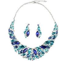 Gehney Joy Of Jewels Jewelry Set For Women - Necklace & Earrings With Blue Gemstones & Ad Zircon - Handmade Crystal Necklace Set Jewelry For Parties & Special Occasions Fashion Necklace & Earring Set