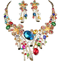 Gehney Joy Of Jewels Jewelry Set For Women - Necklace & Earrings With Blue Gemstones & Ad Zircon - Handmade Crystal Necklace Set For Women (Multicolor)
