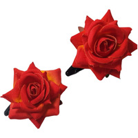 Lyf5Star Handmade Artificial Orange Rose Flower Tiktok Hairpin | Bridal Hair Accessories | Artificial Orange Rose Hair Pin | Stylish And Elegant Hair Accessories For Women & Girls | Pack Of 2