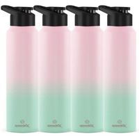 Speedex Stainless Steel Water Bottle 1 Litre, Leakproof Screw Cap 1 Ltr, Dual Pink Green, Bottles 1+ Litre For School, Gym, Office, Boys, Girls, Men, Women, Kids 1Ltr - 1000 Ml - Set Of 4