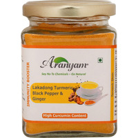 Aranyam Lakadong Turmeric Drink Mix - 100G | Infused With Black Pepper & Ginger - High Curcumin (7-10%) | Haldi Powder For Golden Milk, Latte, Herbal Tea & Health Drinks | Lakadong Turmeric Powder From Meghalaya