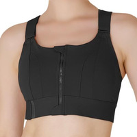 Luella High Impact Sports Bra, Front Zip, Adjustable Velcro Straps, Crisscross Back, Black (In, Alpha, 2Xl, Regular, Black)