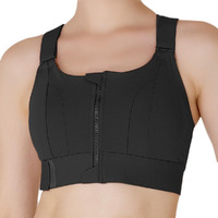 Luella High Impact Sports Bra, Front Zip, Adjustable Velcro Straps, Crisscross Back, Black (In, Alpha, 3Xl, Regular, Black)
