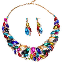 Gehney Jewelry Set For Women - Necklace & Earrings With Blue Gemstones & Ad Zircon - Handmade Crystal Necklace Set For Women - Jewelry For Parties & Special Occasions - Fashion Necklace & Earring Set (Multicolor-2)