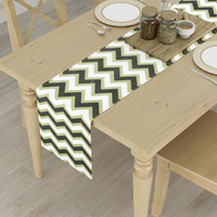 Homemonde 6 Seater Cotton Table Runners 12 X 72 Inches Coffee Table, Party, Wedding, Grey, Chevron ( 30 X 182 Cm )